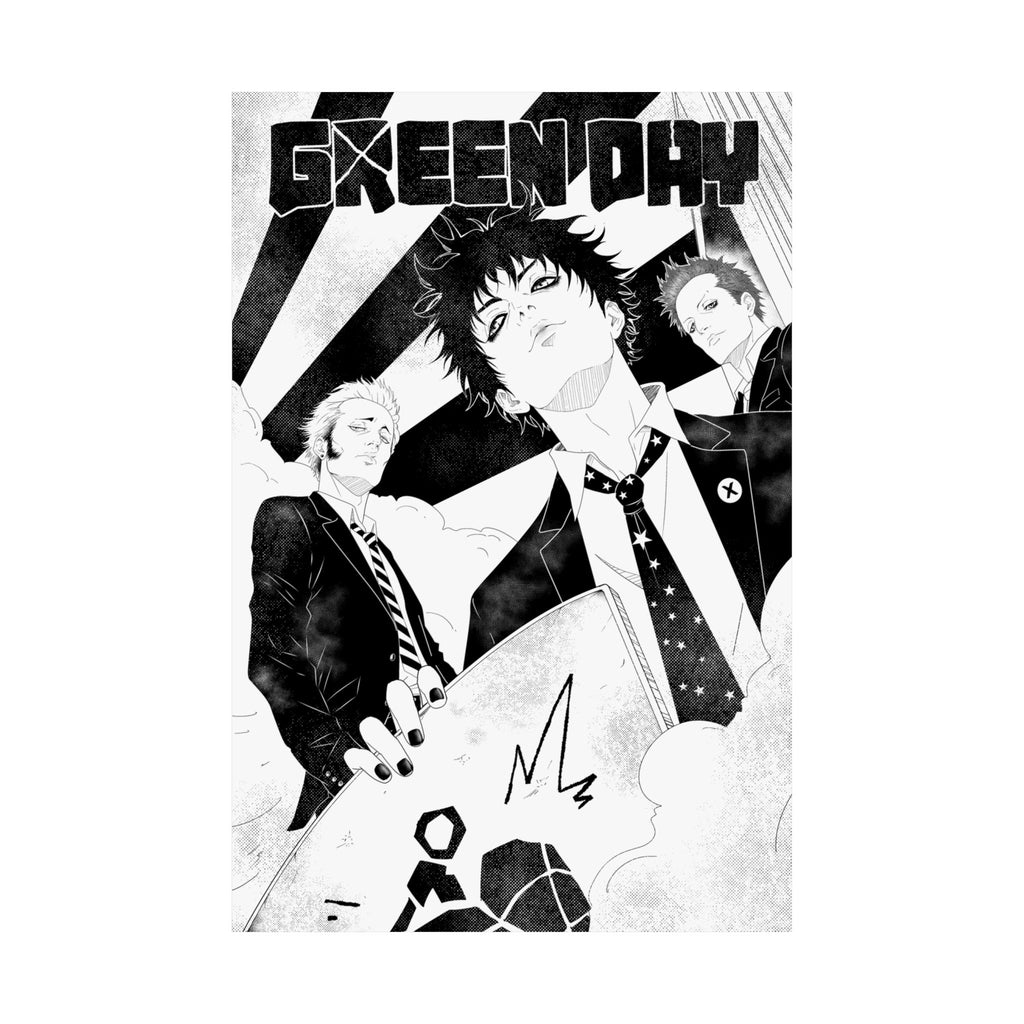 Green Day Manga Band Poster — Vertical Wall Art