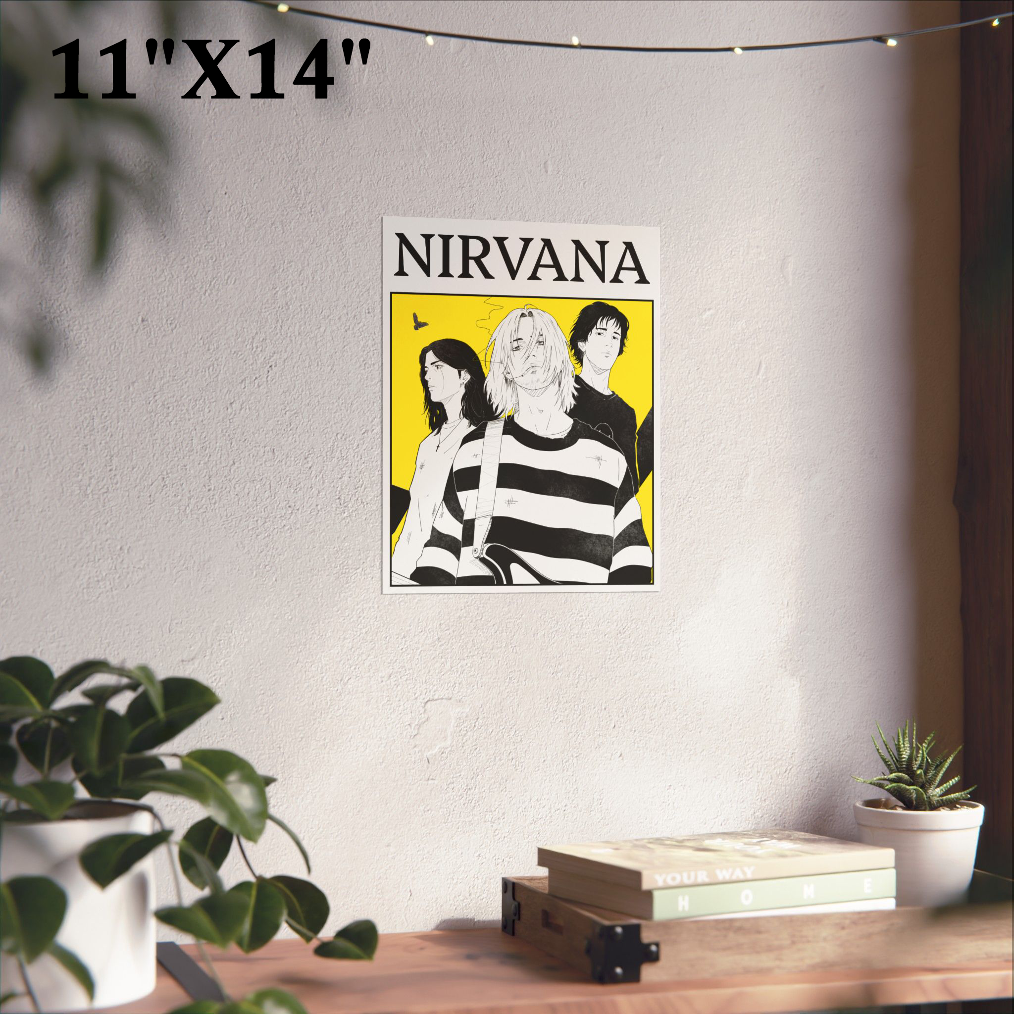 Nirvana Manga Band Poster — Matte Vertical Rock Wall Art
