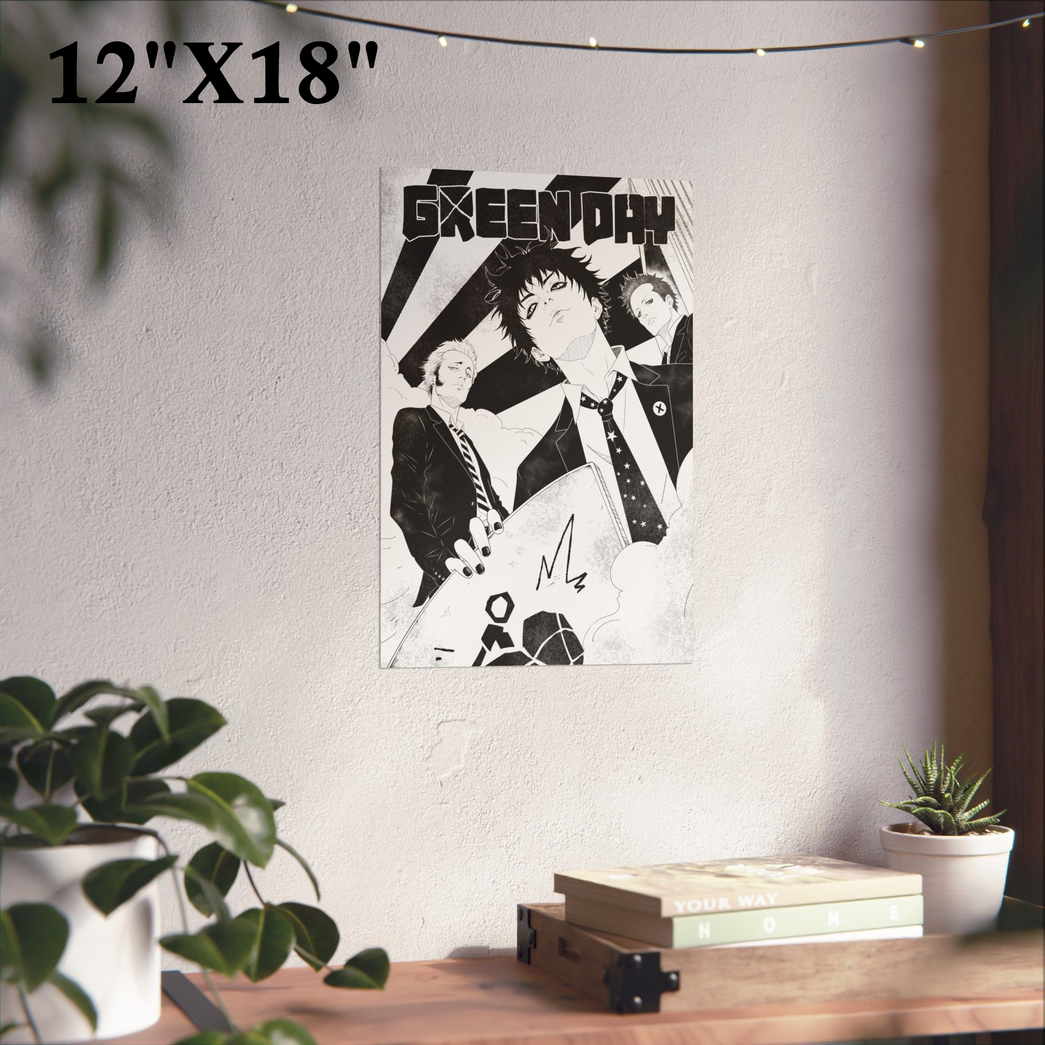 Green Day Manga Band Poster — Vertical Wall Art