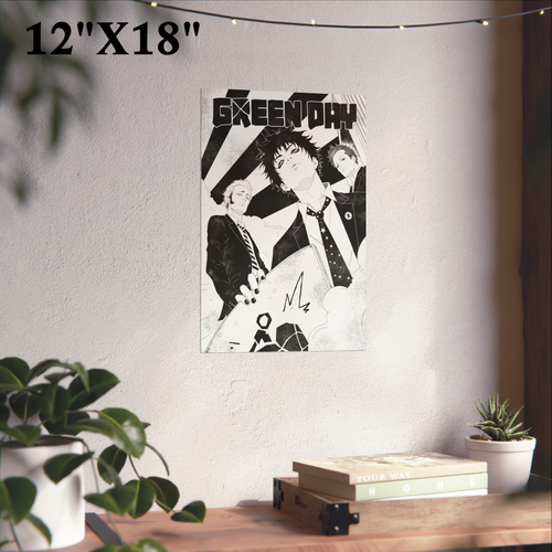 Green Day Manga Band Poster — Vertical Wall Art