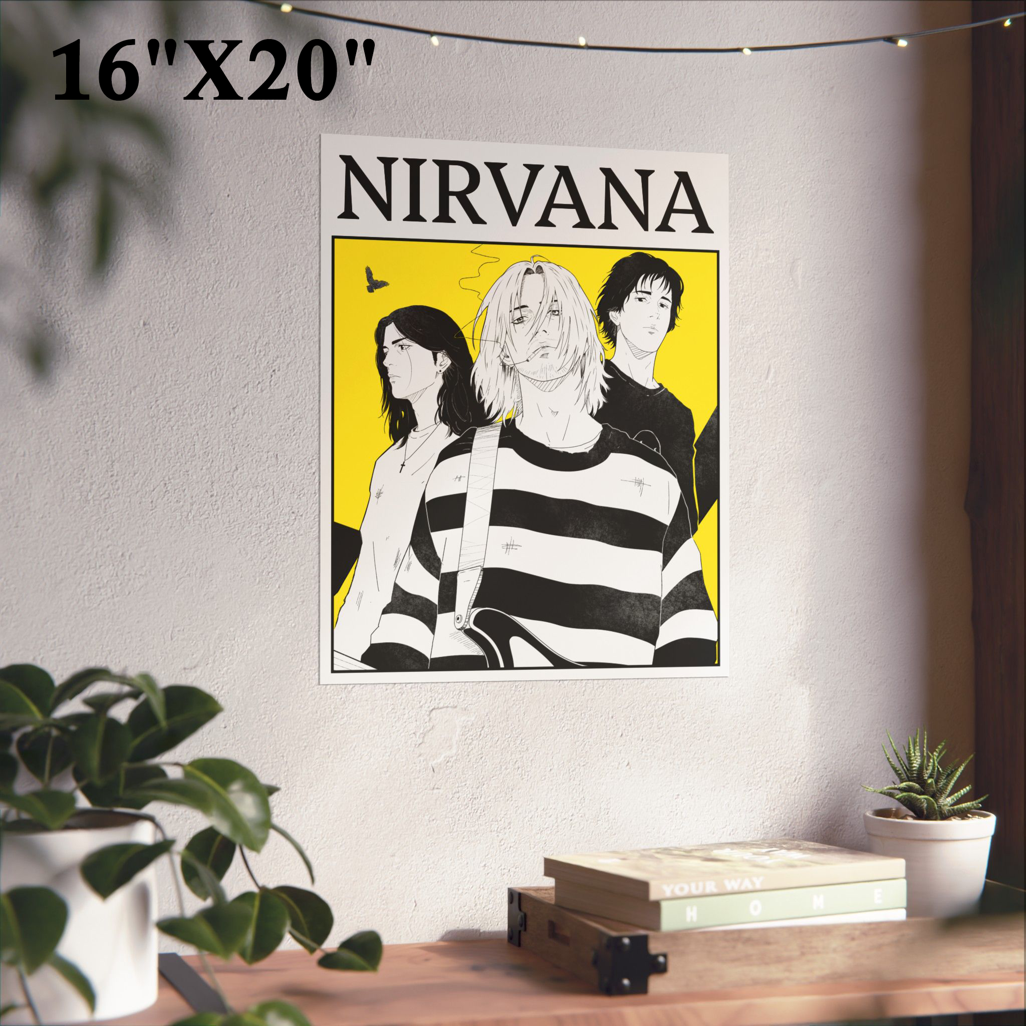Nirvana Manga Band Poster — Matte Vertical Rock Wall Art