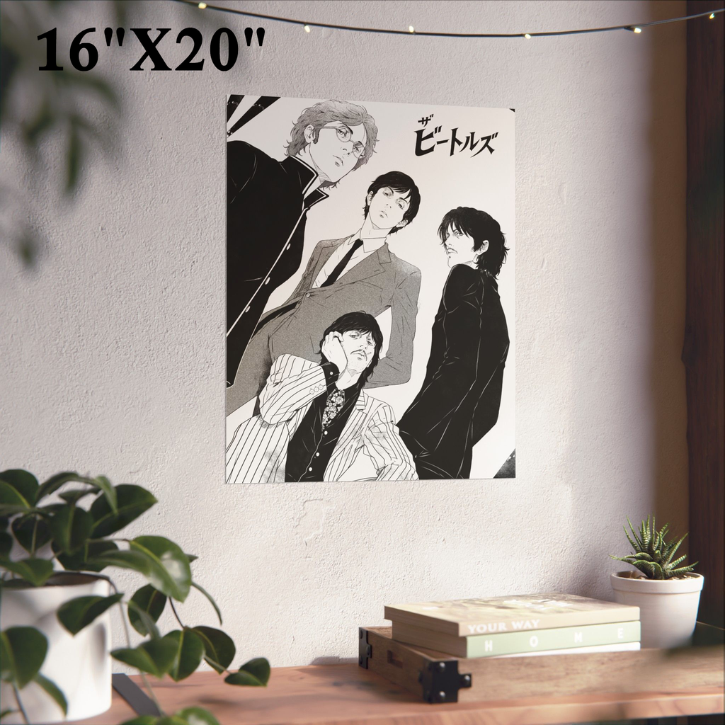 The Beatles Manga Poster — Matte Vertical Wall Art