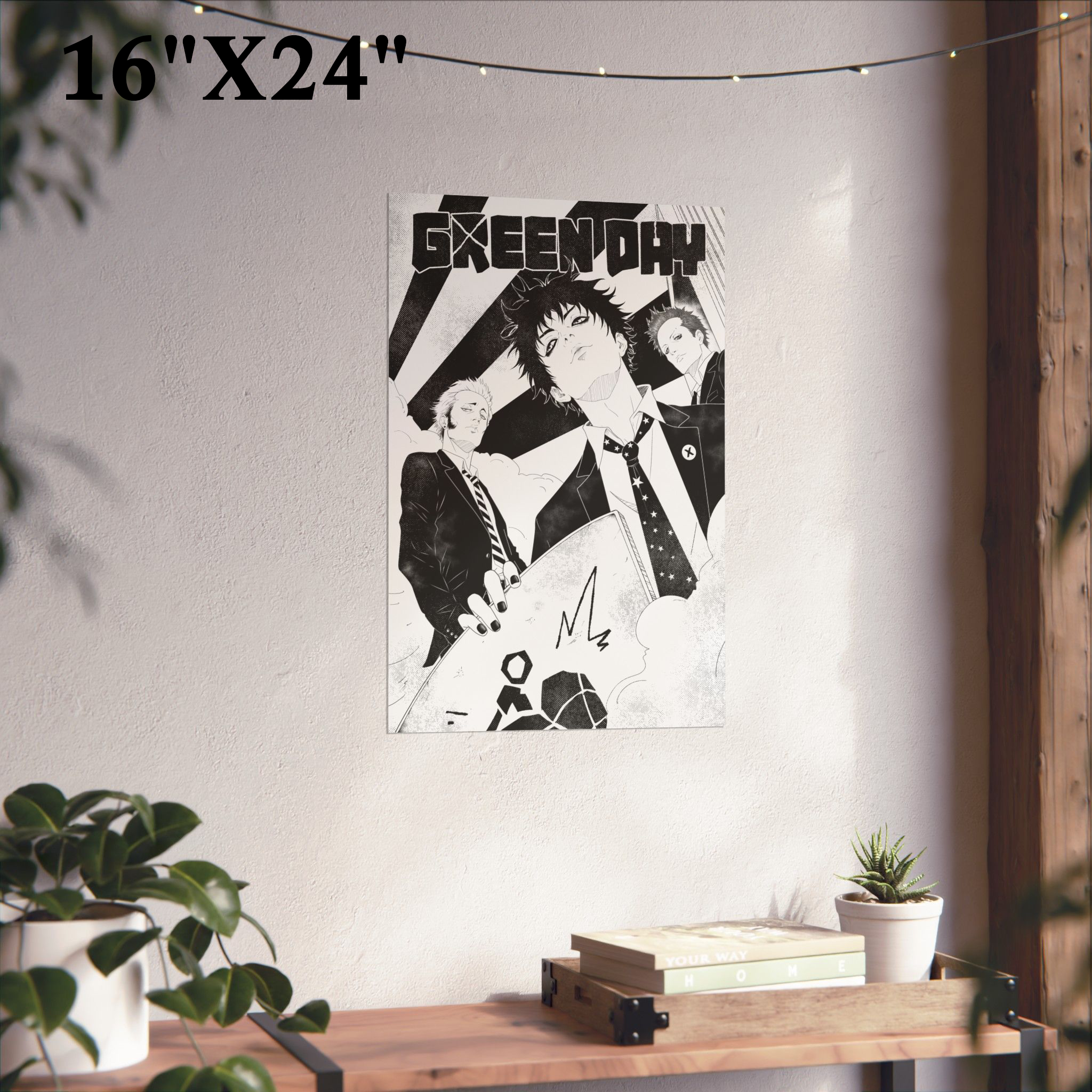 Green Day Manga Band Poster — Vertical Wall Art