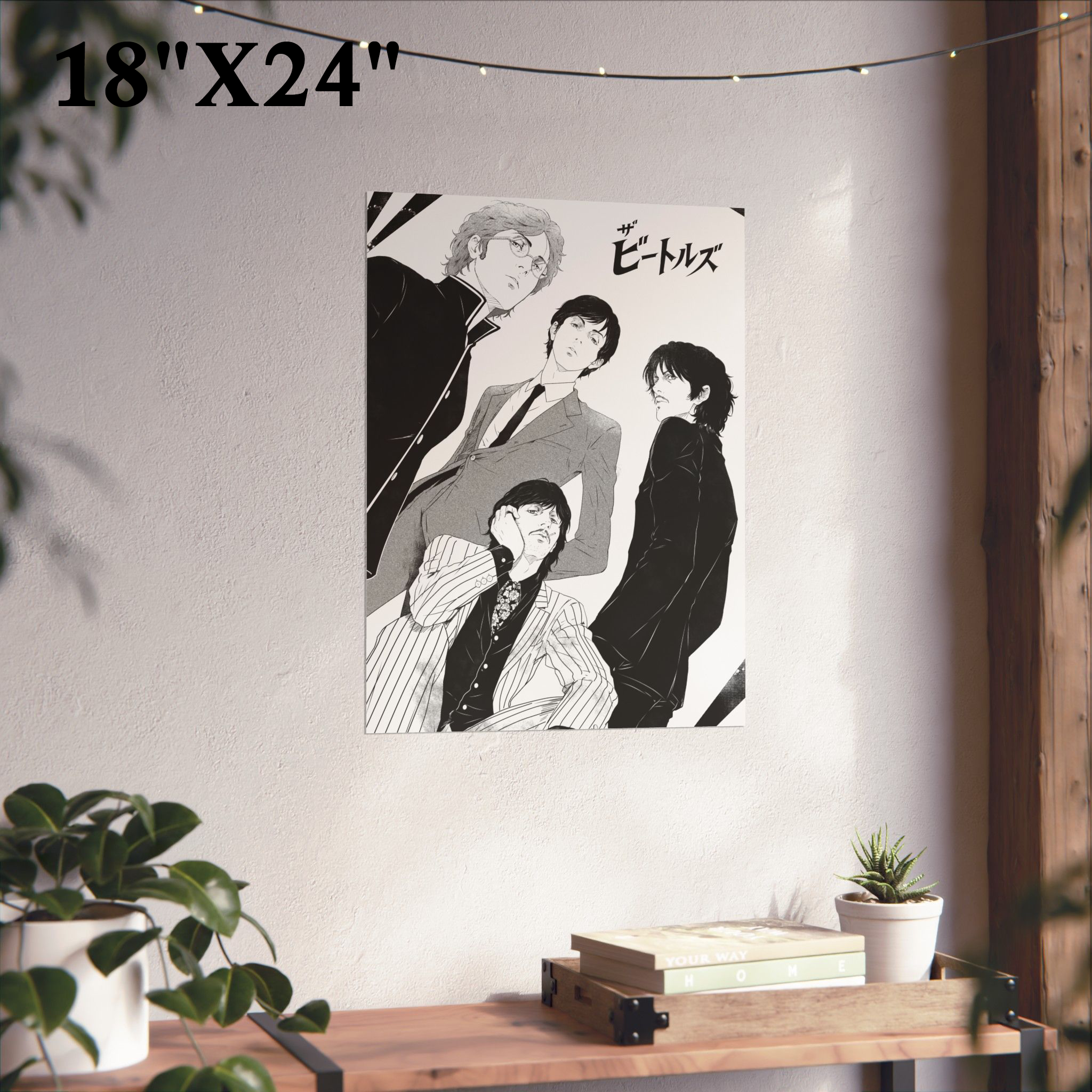 The Beatles Manga Poster — Matte Vertical Wall Art