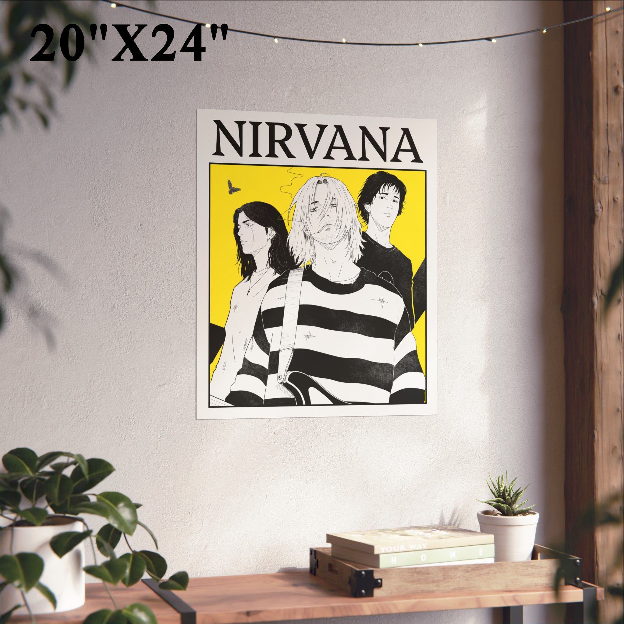 Nirvana Manga Band Poster — Matte Vertical Rock Wall Art