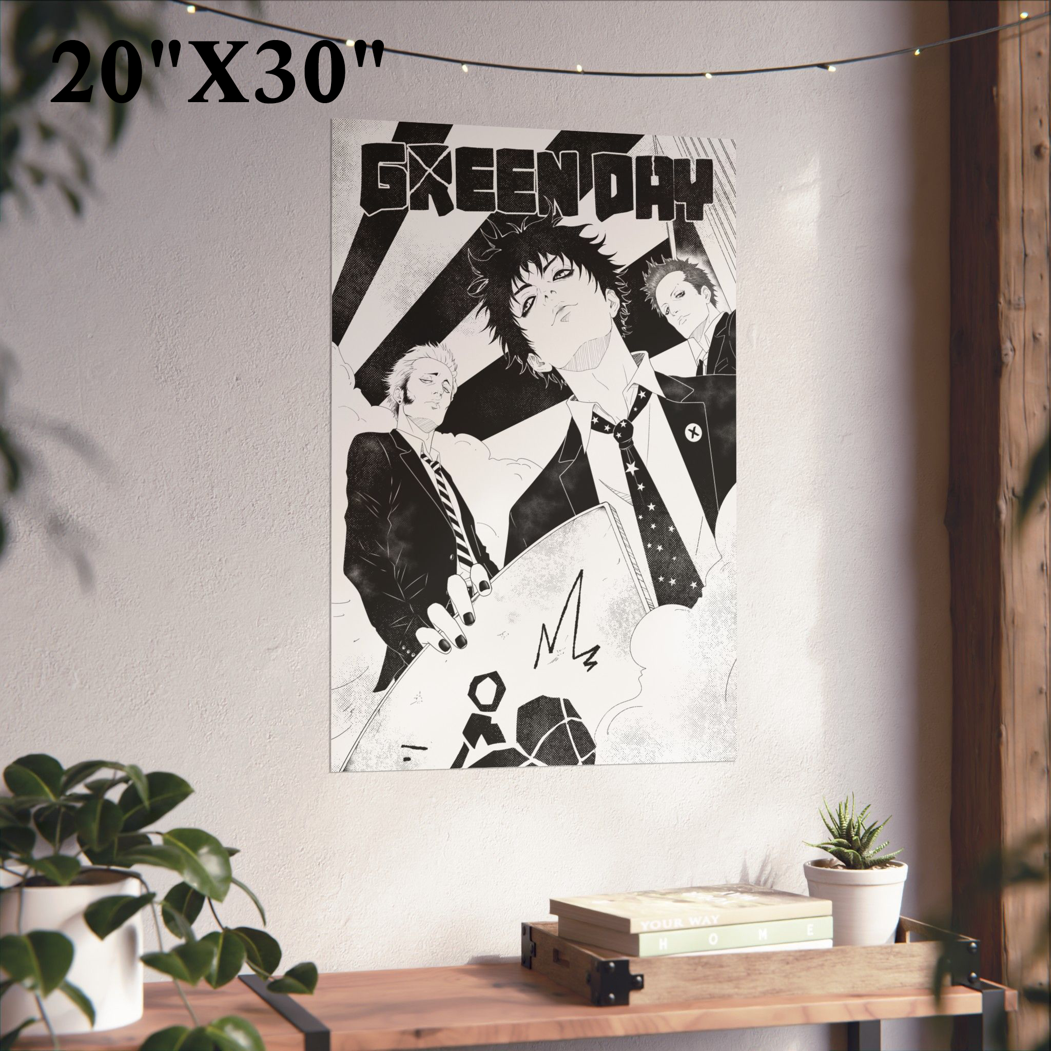 Green Day Manga Band Poster — Vertical Wall Art
